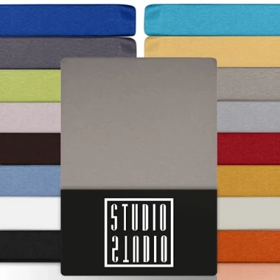 Image de STUDIO Basic Drap Housse 180x200 cm, 100% Coton peigné, certifié Oeko TEX 100, qualité de Marque, Matelas 180 x 200 jusqu&#039;à 25 Taupe