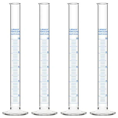 Image de Labasics Verre Cylindre Gradué (4 Paquet) 10 ml, Graduated en Borosilicaté Cylinder de Mesure Éprouvettes Cylindriques