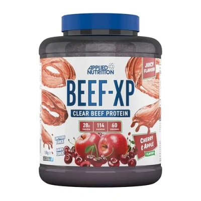 Image de Applied Nutrition Bœuf XP Isolat de Protéines Hydrolysées, Poudre Bœuf, Boisson Protéinée sans Produits Laitiers, Lactose, Sucre, 60 Portions (1.8Kg, Cherry &amp; Apple)