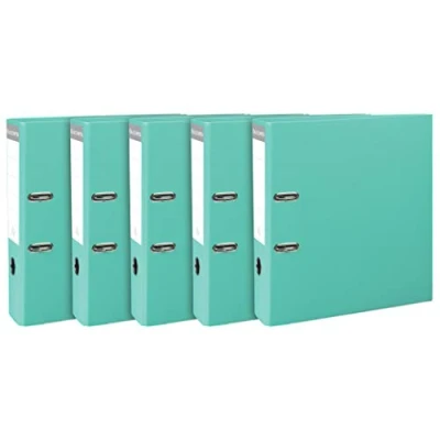 Image de Exacompta Réf. 53303SE Lot de 5 classeurs à levier dos 80mm mécanique Prem&#039;Touch format classer A4 extérieur en polypropylène / intérieur vert clair