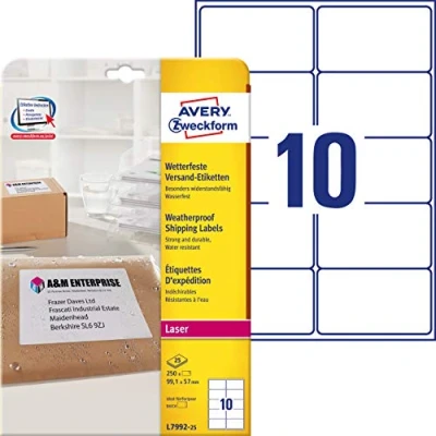 Image de AVERY Zweckform Wetterfeste Versand Etiketten, 99,1 x 57 mm