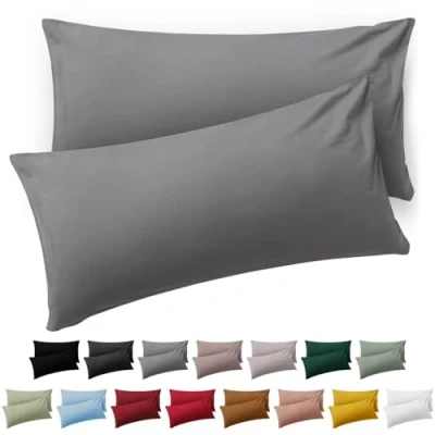 Image de Blumtal Taie Oreiller 40x70 Lot de 2 Housse Coussin Microfibre Taies d&#039;oreillers avec Fermeture enveloppe, certifiée Oeko Tex, Extra Douce et Lavable Gris