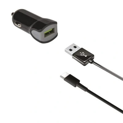 Image de USB Car Charger + C kabel de Celly Noir Plastique