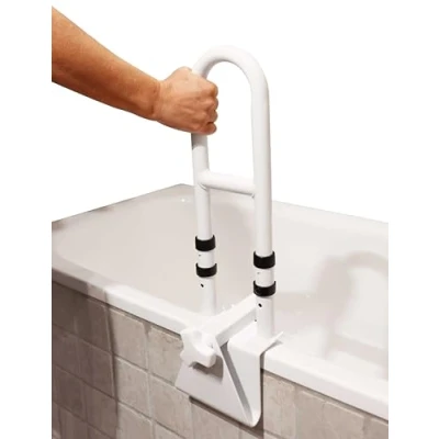 Image de PEPE Barre d&#039;Appui Baignoire Senior Réglable (Baignoires à Bord Lisse 5 14 cm), Poignée de Sécurité Blanche, Sans Percage,