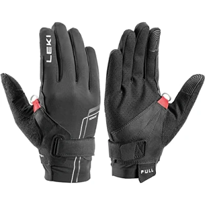 Image de LEKI Nordic Move Shark Noir Gants Nordiques élastiques Robustes Taille 7 Couleur : Blanc