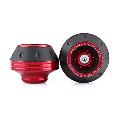 Image de Keenso 2pcs Curseurs de Cadre Fourche Avant Protecteur,Universel Collision Roue Glisseurs Anti Chute Choc en Alliage d&#039;Aluminium CNC (Red)