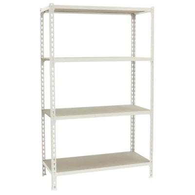 Image de Simon Rack Étagère Rangement et 4 Niveaux en Boix, 200 kg Capacité de Charge Point Flexion, 1500x1200x400 mm, Lourde, Garage, Blanc/Bois Maderclick