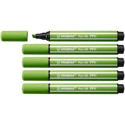 Image de Feutre dessin STABILO Pen 68 MAX ARTY Lot x 5 Feutres Coloriage Pointe Large vert gazon