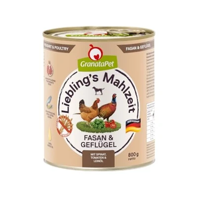 Image de GranataPet Liebling&#039;s Repas pour Faisan et volaille Nourriture Humide Chien sans céréales Sucre ajoutés Aliment Complet 6 x 800 g