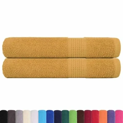Image de vidaXL Serviettes de Sauna 2 pcs doré 80x200 cm 360 g/m² 100% Coton