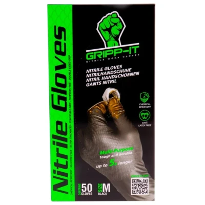 Image de GRIPP IT 687145 Gants en caoutchouc noir Nitrile