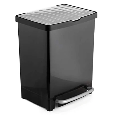 Image de TATAY 1101600 Poubelle à Tri Sélectif 17 + 8 L Plastique Noir 33,5 x 30 39 cm