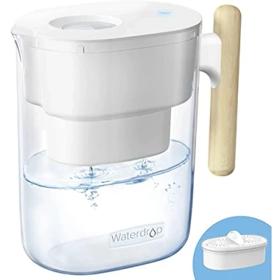 Image de Waterdrop Chubby Cruche de Filtre à eau Avec 1 x 90 Jours, 3.5 L, Réduit le Fluorure, Chlore et Plus, Certifiée NSF, Sans BPA, Blanc (Filtre Remplacement: WD PF 01A Plus)