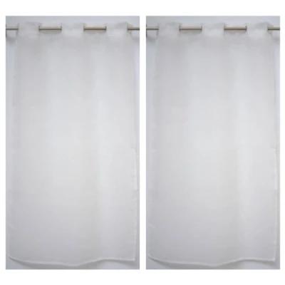 Image de Linder 0169 /11/475RI Paire de Vitrages Droits Kaolin cru Rivets 70 x 160 cm