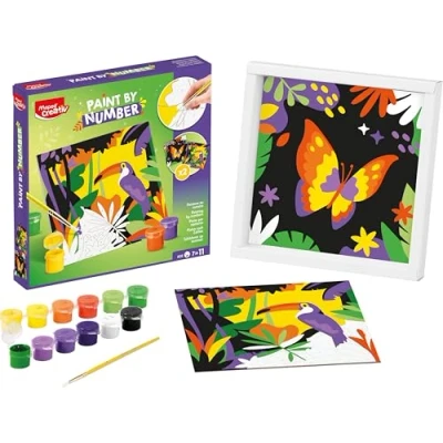 Image de Maped CREATIV peinture au numéro Perroquet et Papillon Activité de pour Enfants kit par numéros Loisir créatif Dès 7 Ans