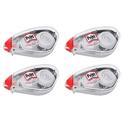 Image de Pritt Roller correcteur Compact Flex, écriture immédiate, utilisation facile grâce à la pointe flexible, longueur du ruban 10 m, largeur 4,2 mm, set économique de 4 rollers