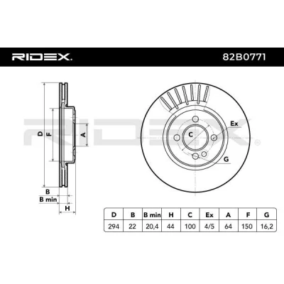 Image de RIDEX 82B0771 Disque de frein Essieu avant 294 22 4/5 100 ventilé MINI: 3/5 portes, Cabriolet, Clubman