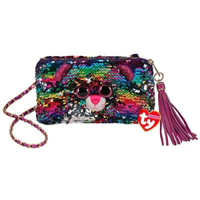 Image de Ty Pochette Carrée Peluche à Sequins Dotty le Léopard, TY95145, Multicolore