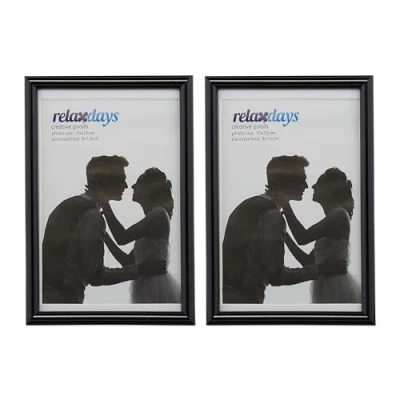 Image de relaxdays Cadres photo, lot de 2, 10x15 cm, passe partout 9x13 picture frame à poser ou suspendre, noir