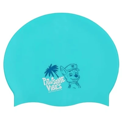Image de Paw Patrol Chase Bonnet de Bain, Silicone pour Enfants 3+ Extensible et Confortable Bain Enfant Taille Universelle la Piscine (Bleu Chase)