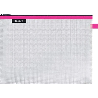Image de Leitz WOW Trousse de Voyage, Résistante à l&#039;Eau, Transparente, Idéale pour une Organisation et un Rangement Visuels, Grande (A4) Rose
