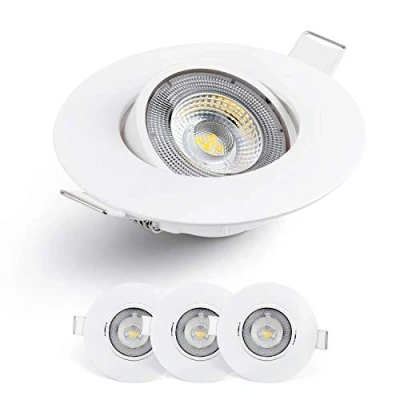 Image de EMOS Spot LED Encastrable 230V, 5W / 450lm, 50 Orientable, Plafonnier encastré, blanc froid 6500K, Lot de 3 Spots plafond pour l&#039;intérieur, extra plat, ronde, Couleur