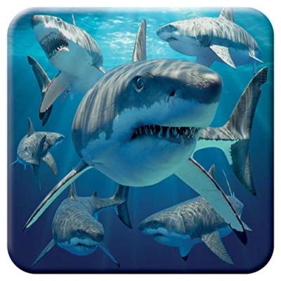 Image de 3D LiveLife sous Verre en Liège Grand Requin Blanc de Deluxebase. Dessous lenticulaire Océan. Antidérapant avec Illustrations Originales Licence L&#039;Artiste renommé David Penfound