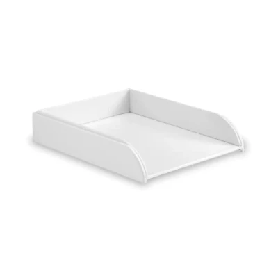 Image de OSCO Bac à courrier Blanc en Similicuir A4 Facilement empilable Organiseur de fichiers Bureau Rangement Papier Trieur Documents Classement Pas