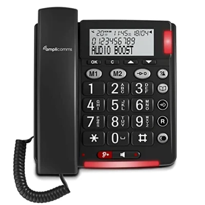 Image de Amplicomms BigTel 48 Plus, téléphone Filaire à Grosses Touches, Fonction Mains Libres, Amplification Audio +40dB, sonneries Extra Fortes, Compatible avec Les Aides auditives