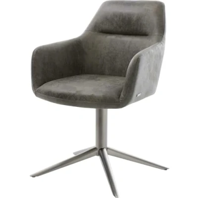 Image de chaise pivotante Pejo Flex microvelours gris antique pied de 4 branches grafiete pivotement sur 360 fonction bascule ressorts ensachés