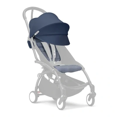 Image de Stokke YOYO Pack couleur 6+ dès 6 mois, Air France Blue Textiles uniquement : Coussin d’assise, capote extensible avec fenêtre &amp; pochette arrière zippée Requiert le châssis (vendu séparément)