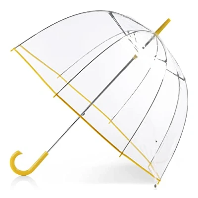 Image de Totes parapluie à bulles transparent pour adultes et enfants avec auvent en dôme, design léger, protection contre le vent la pluie, limonade, 129,5 cm,