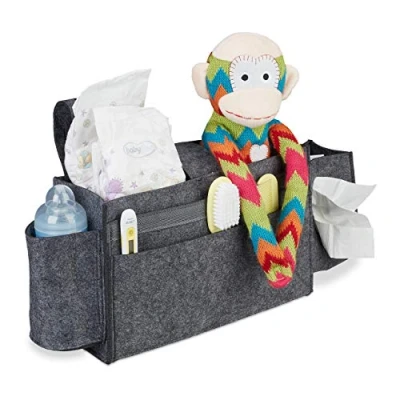 Image de relaxdays Poche de lit, Mezzanine, 8 Compartiments, Organiseur Feutre, à accrocher, Rangement, HLP 23x43x11, Gris foncé