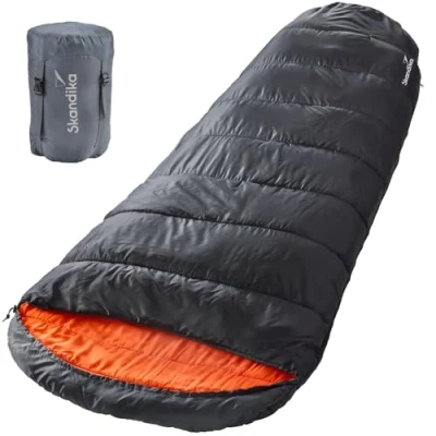 Image de Skandika Vegas Sac de couchage momie synthétique 220 x 110 cm noir (Gauche)