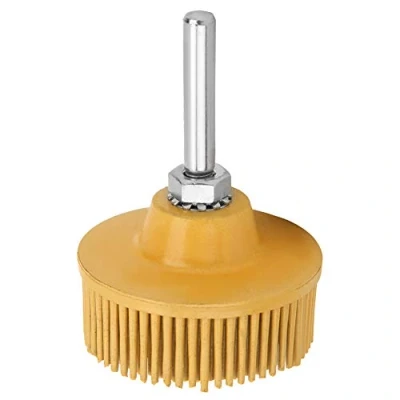 Image de brosse à disque de perceuse électrique 2 pouces abrasive en caoutchouc émeri polissage d&#039;ébavurage jaune