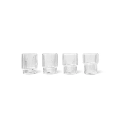 Image de ferm LIVING Verre Ripple Small, transparent, 60 ml, verre, set de 4 pièces