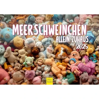 Image de Edition Seidel Calendrier 2025 de qualité supérieure Motif cochon d&#039;Inde Format A3 mural animaux compagnie et rongeurs