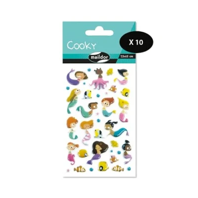 Image de Maildor CY104Cpack GOMMETTES 3D Cooky LOT DE 10 planches 12x8 cm 360 stickers SIRENES