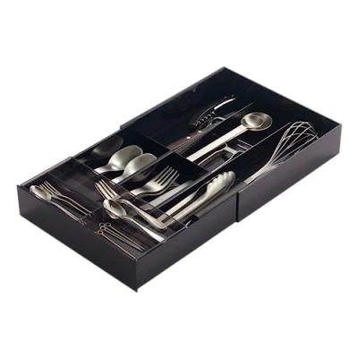 Image de Yamazaki Tower Extended &amp; Slide Porte Couverts, Acier, Noir