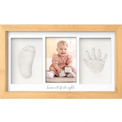 Image de Kit Souvenir Empreinte et Bébé Impressions pour Enfants Cadre Photo Duo Nouveau né d&#039;art de Mémoire Cadres Douche Bébé, Registre (Bamboo)