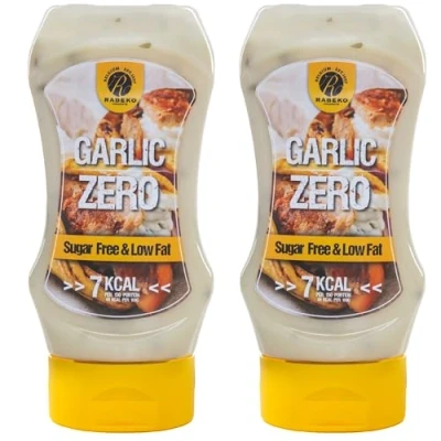 Image de Rabeko Zero Sauce Vinaigrette épicée à l&#039;ail, 2 x 350 ml sans sucre et peu de matières grasses produits sains, faible en glucides calories pour salades, frites, burgers gluten ni lactose