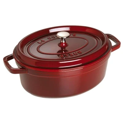 Image de STAUB Cocotte en Fonte Émaillée avec Couvercle, Tous feux dont induction, 4 à 5 personnes, Ovale, 29 cm, 4,20 L, 6,3 kg, Grenadine