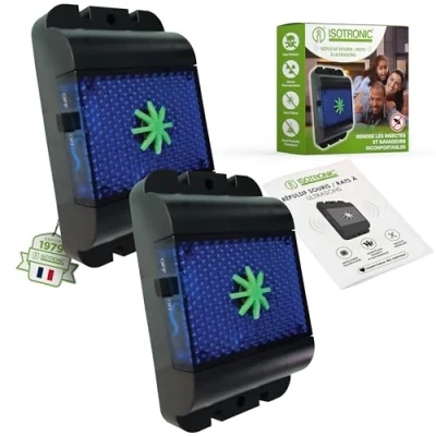 Image de ISOTRONIC Répulsif à ultrasons pour rongeurs et Animaux Sauvages Blue Flash repousser Les Souris, Rats, martres, dormeurs 7, ratons laveurs Renards