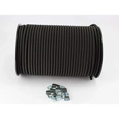 Image de Corde extensible de 8 mm Noir 20 m Avec 10 serre câbles en caoutchouc Pour bâche