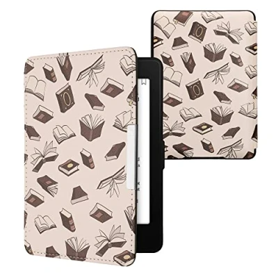 Image de kwmobile Étui Compatible avec Amazon Kindle Paperwhite Coque à Rabat magnétique Tablette eReader Similicuir Beige Marron doré