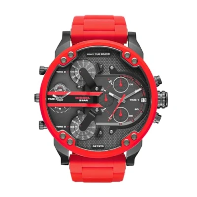 Image de Diesel Montre pour homme Mr. Daddy 2.0, mouvement chronographe, boîtier en acier inoxydable de 57 mm avec bracelet inoxydable, DZ7370
