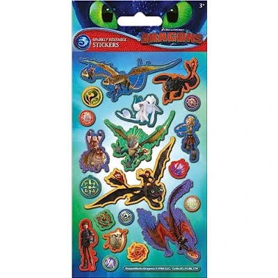 Image de Paper Projects 01.70.06.174 DreamWorks Dragons Autocollants scintillants Produit sous licence officielle Réutilisable sur surfaces non poreuses, taille unique