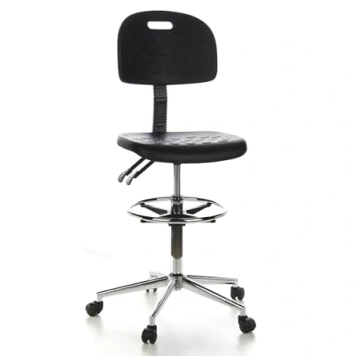 Image de hjh OFFICE 665060 siège Technique, Tabouret de Travail Top Work 23 Noir en Mousse PU, Dossier réglable Hauteur, piètement Robuste avec Repose Pieds, Hauteur 61 à 86 cm