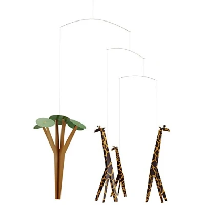 Image de Flensted Mobiles Giraffes on The Savannah Mobile, Acier, Multicolore, 60 x 47 cm