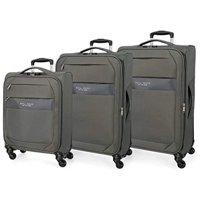 Image de Roll Road Royce Set de Bagages Gris 55/66/76 cms Souple Polyester Serrure à combinaison 196L 4 roues Bagage main
